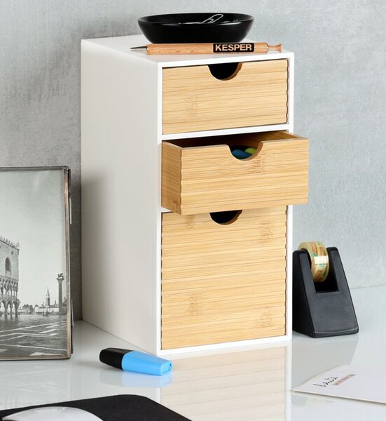 Organizér s 3 zásuvkami, biela/prírodná KESPER 58964