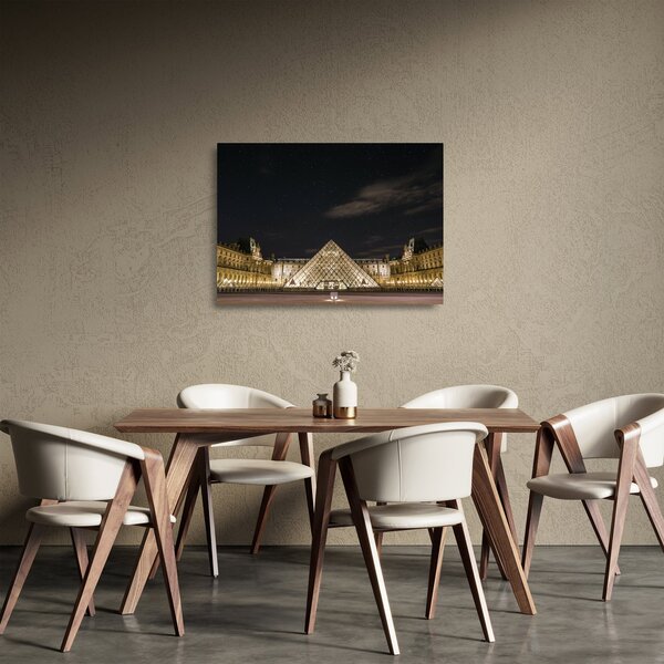 Sklenený obraz - Louvre v noci (70x50 cm)
