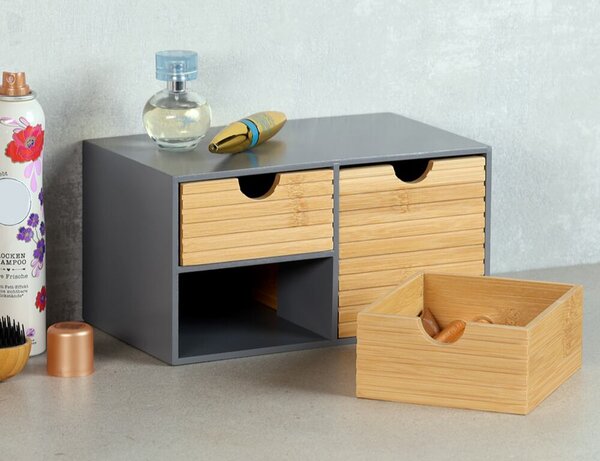 Organizér s 3 zásuvkami, 27 x 16 x 14 cm, sivý/prírodný KESPER 58961