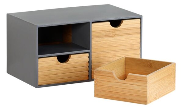 Organizér s 3 zásuvkami, 27 x 16 x 14 cm, sivý/prírodný KESPER 58961