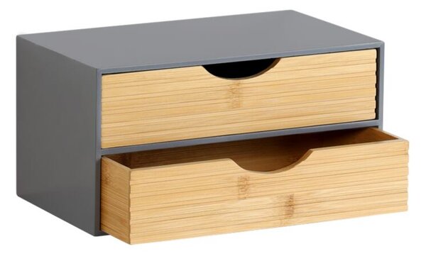 Organizér s 2 zásuvkami, sivý/prírodný KESPER 58963