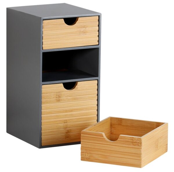 Organizér s 3 zásuvkami, sivý/prírodný KESPER 58965