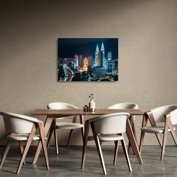Sklenený obraz - Noc v Kuala Lumpur (70x50 cm)