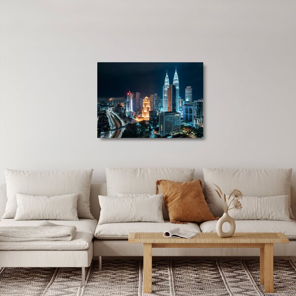Sklenený obraz - Noc v Kuala Lumpur (70x50 cm)