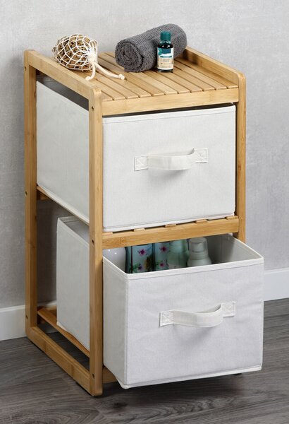 Regál s boxmi 57 × 29,5 × 33,5 cm, 2 police, bambus KESPER 54275