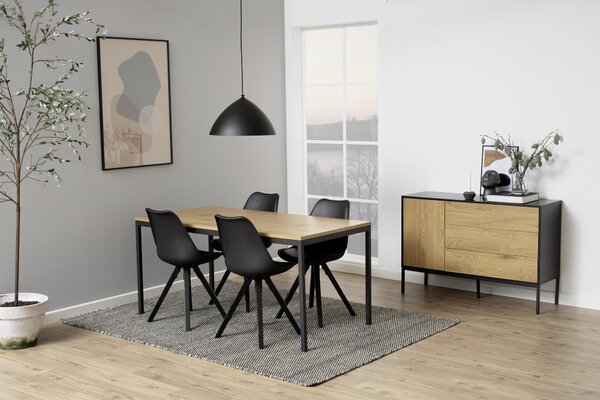 JEDÁLENSKÝ STÔL, čierna, farba duba, 160/80/74 cm P & B - Online Only jedálne, Online Only