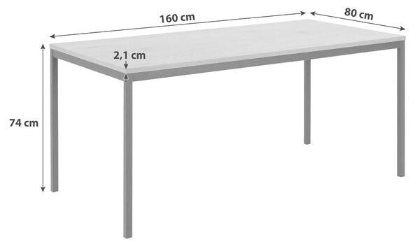 JEDÁLENSKÝ STÔL, čierna, farba duba, 160/80/74 cm P & B - Online Only jedálne, Online Only