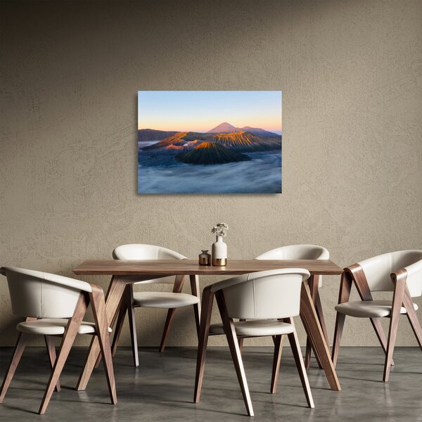 Sklenený obraz hory Bromo v Indonézii (70x50 cm)