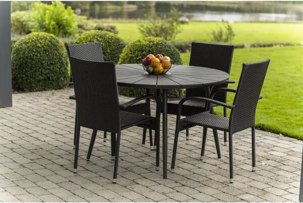 Wilder Záhradný stôl Ø 105 cm, oceľ/artwood, čierny NOELA 34570791