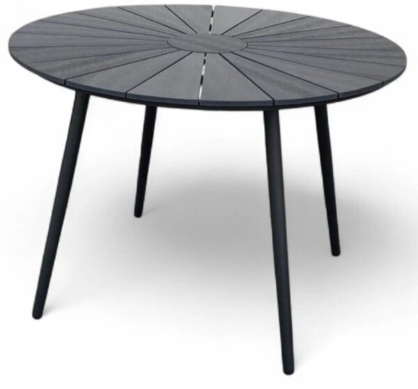Wilder Záhradný stôl Ø 105 cm, oceľ/artwood, čierny NOELA 34570791