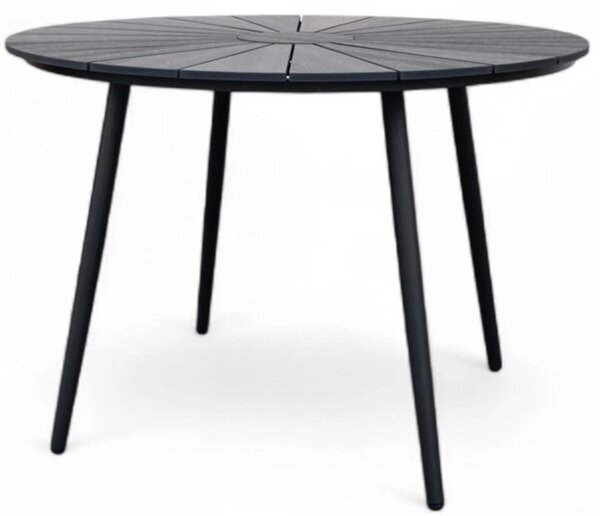 Wilder Záhradný stôl Ø 105 cm, oceľ/artwood, čierny NOELA 34570791