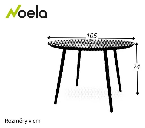 Wilder Záhradný stôl Ø 105 cm, oceľ/artwood, čierny NOELA 34570791