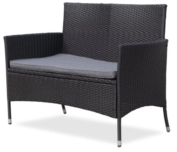 Bali Záhradná lavica 116 cm, umelý ratan, čierna NOELA 3457063
