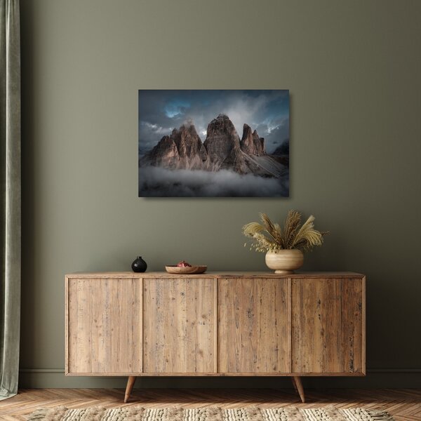 Sklenený obraz - Tri Zuby, Talianske Dolomity (70x50 cm)