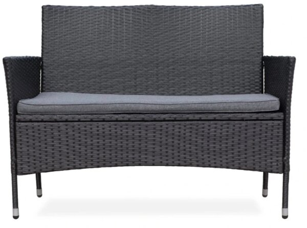 Bali Záhradná lavica 116 cm, umelý ratan, čierna NOELA 3457063