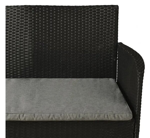Bali Záhradná lavica 116 cm, umelý ratan, čierna NOELA 3457063