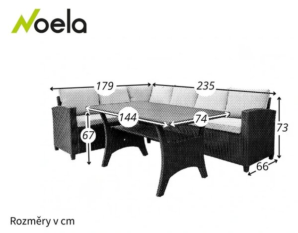 Relax Family Zostava záhradného nábytku, umelý ratan, čierna/sivá NOELA 34570779