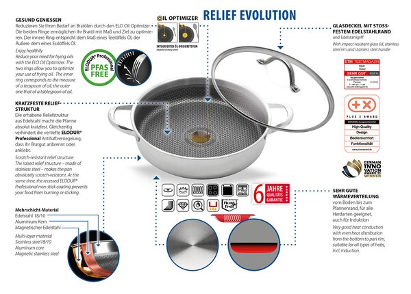 Relief Evolution Servírovacia panvica s pokrievkou Ø 28 cm ELO PREMIUM 35428