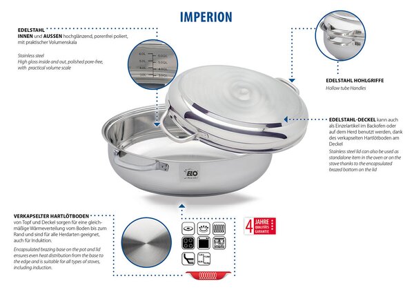 Imperion Pekáč s pokrievkou 38 × 25,5 cm, 6,5 l, nerezový ELO 95938