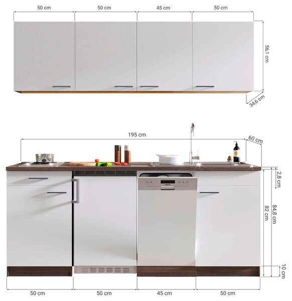 KUCHYNSKÝ BLOK 195 cm Respekta - Online Only kuchyne, Online Only