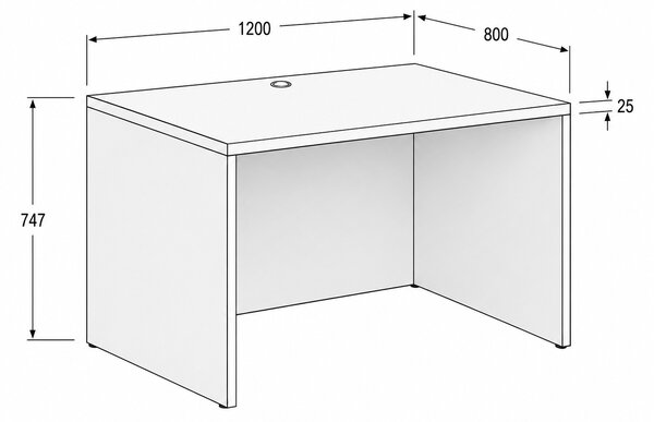 Kancelársky písací stôl FRAME, 120x80 cm, dub prírodný