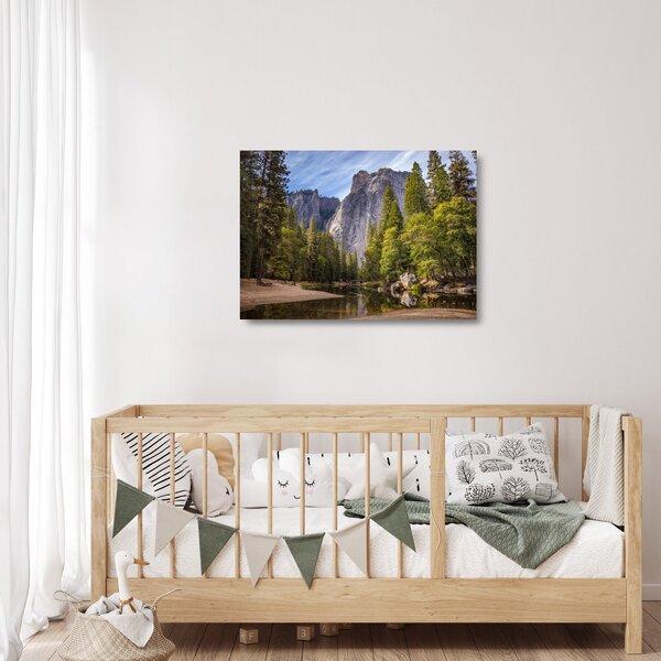 Sklenený obraz - Pod Yosemite skalou (70x50 cm)