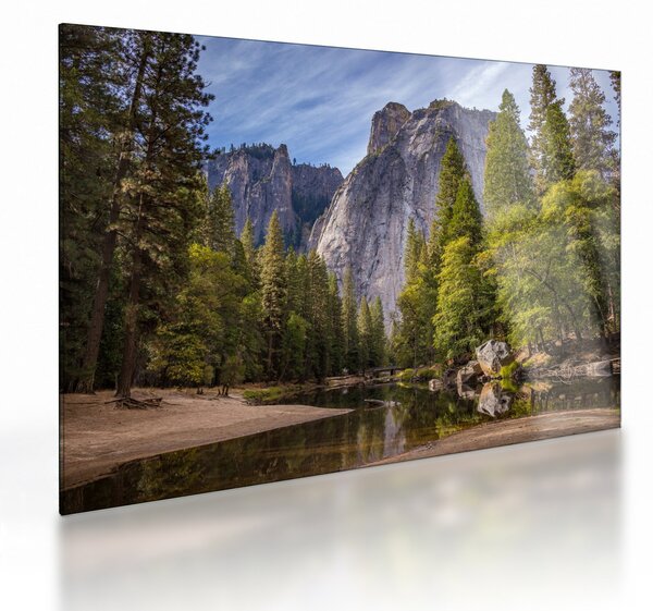 Sklenený obraz - Pod Yosemite skalou (70x50 cm)