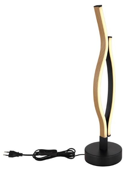 GLOBO 67206TW GERONIMO stolná lampička V470mm LED 12W/480lm 3000K matná čierna, imitácia dreva
