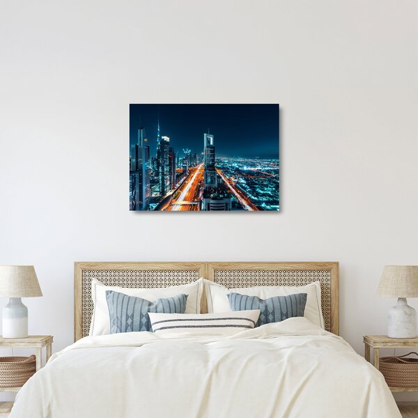 Sklenený obraz - Dubajská noc (70x50 cm)