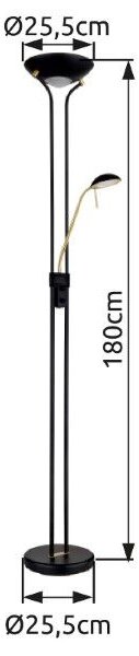 GLOBO 59020B LEONAS stojacia lampa V1800mm LED 20W/1690lm 3000K matná čierna, biela