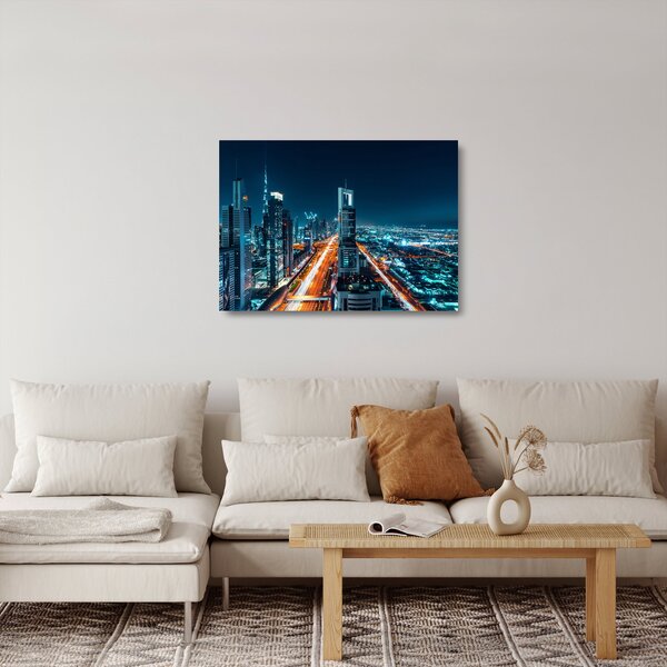 Sklenený obraz - Dubajská noc (70x50 cm)
