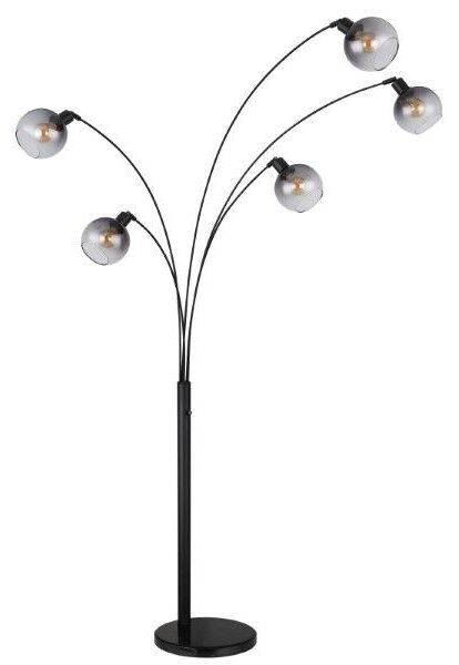 GLOBO 58228NBS SEYMOUR stojacia lampa V2080mm 5xE27 matná čierna, dymová
