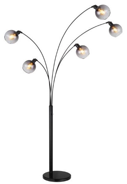 GLOBO 58228NBS SEYMOUR stojacia lampa V2080mm 5xE27 matná čierna, dymová