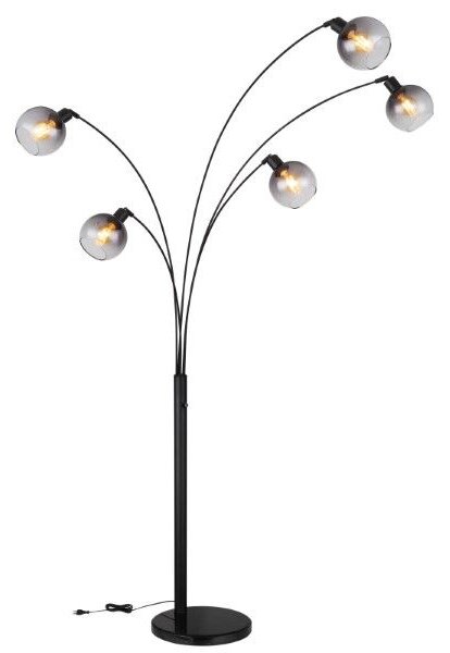 GLOBO 58228NBS SEYMOUR stojacia lampa V2080mm 5xE27 matná čierna, dymová