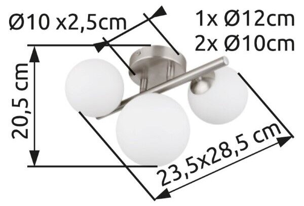 GLOBO 56140-3W RIHA stropné svietidlo 3xG9 matný nikel, biela