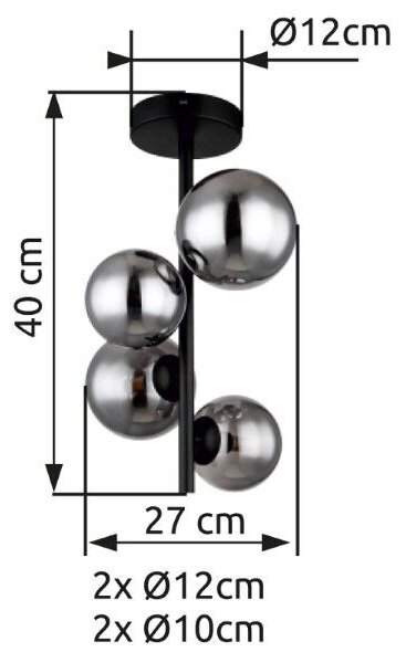 GLOBO 56133-4D RIHA stropné svietidlo D235mm 4xG9 matná čierna, dymová