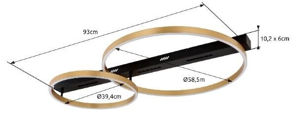 GLOBO 48461-54R LUFFY stropné svietidlo LED 54W/2560lm 3000K matná čierna, zlatá