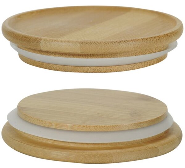 Skladovacie nádoby 3 ks, Ø 10 cm, sklo/bambus KESPER 9233313
