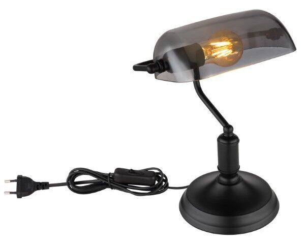 GLOBO 2491B ANTIQUE stolná lampička V370mm 1xE27 matná čierna, dymová