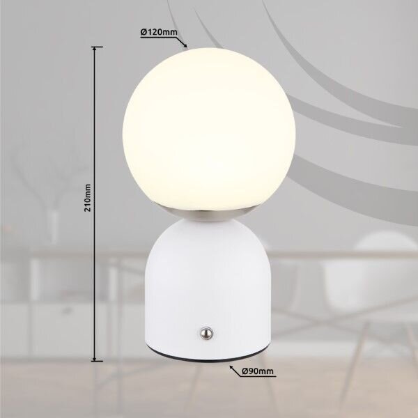 GLOBO 21006W JULSY dotyková stolná lampička V210mm LED 2,5W/189lm 2700+4000+6500K matná biela, vrátane CR18650 1800mAh 3,7V, USB kábel