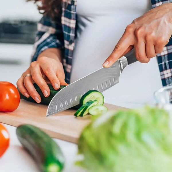 Kuchynský nôž santoku 18,5 cm, damašková oceľ ORION 831176