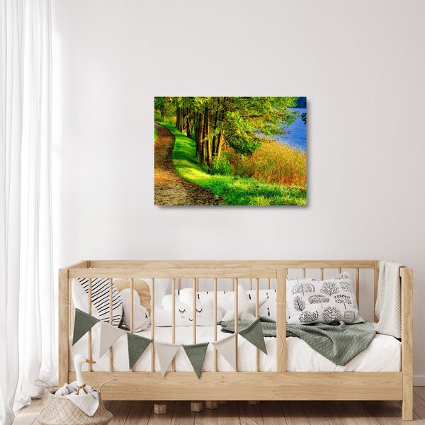Sklenený obraz chodníky pozdĺž vody (70x50 cm)