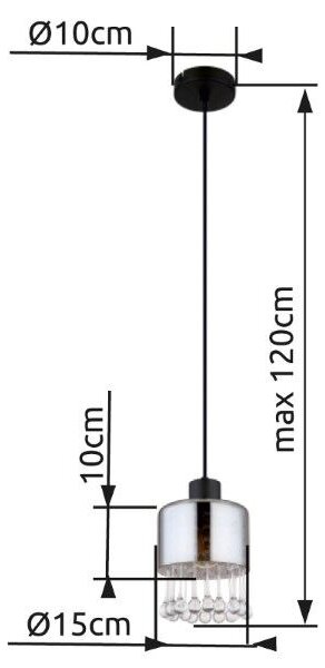 GLOBO 15884H HENDRY závesné svietidlo D150mm 1xE27 matná čierna, dymová