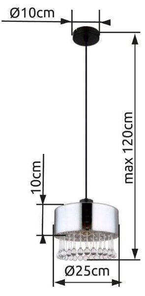 GLOBO 15884H1 HENDRY závesné svietidlo D250mm 1xE27 matná čierna, dymová