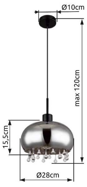 GLOBO 15839H1 CORRY závesné svietidlo D280mm 1xE27 matná čierna, dymová