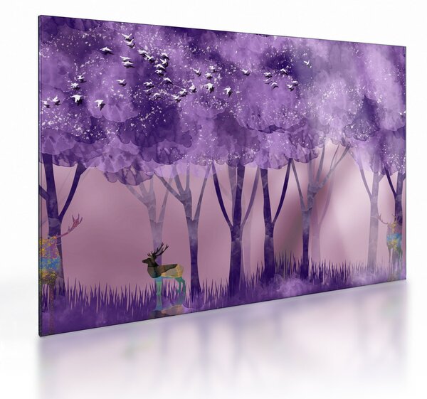 Sklenený obraz - Jelene v magickom lese (70x50 cm)
