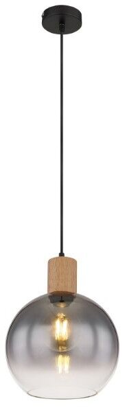 GLOBO 15656H MOITAS závesné svietidlo D250mm 1xE27 matná čierna, vzhľad dreva, dymová