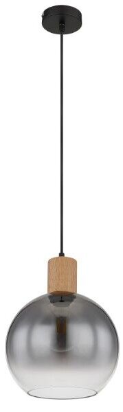 GLOBO 15656H MOITAS závesné svietidlo D250mm 1xE27 matná čierna, vzhľad dreva, dymová
