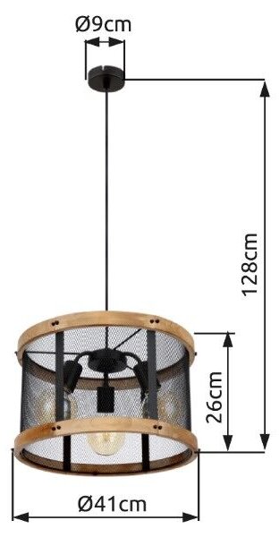 GLOBO 15661H1 JEANIE závesné svietidlo D400mm 3xE27 matná čierna