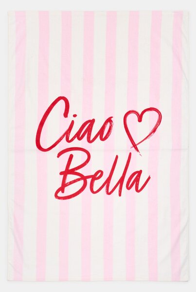 Sinsay - Pruhovaný uterák s nápisom „Ciao Bella“ - ružová
